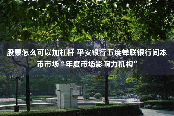 股票怎么可以加杠杆 平安银行五度蝉联银行间本币市场“年度市场影响力机构”