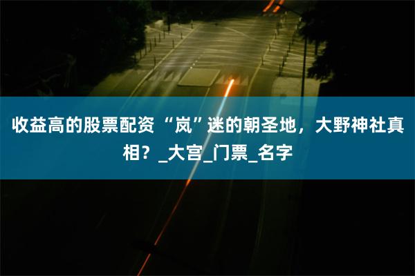 收益高的股票配资 “岚”迷的朝圣地，大野神社真相？_大宫_门票_名字